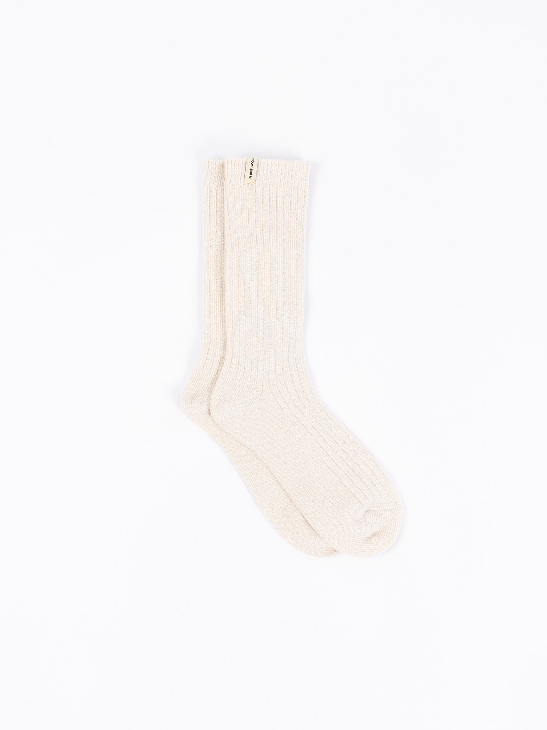 Cozy Earth Plush Lounge Calf Sock 1-Pack in Alabaster 