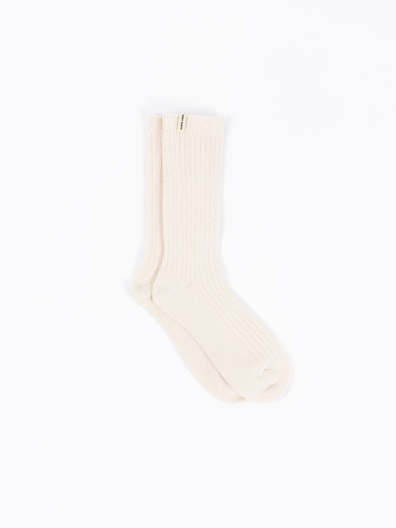 Cozy Earth Plush Lounge Calf Sock 1-Pack in Alabaster
