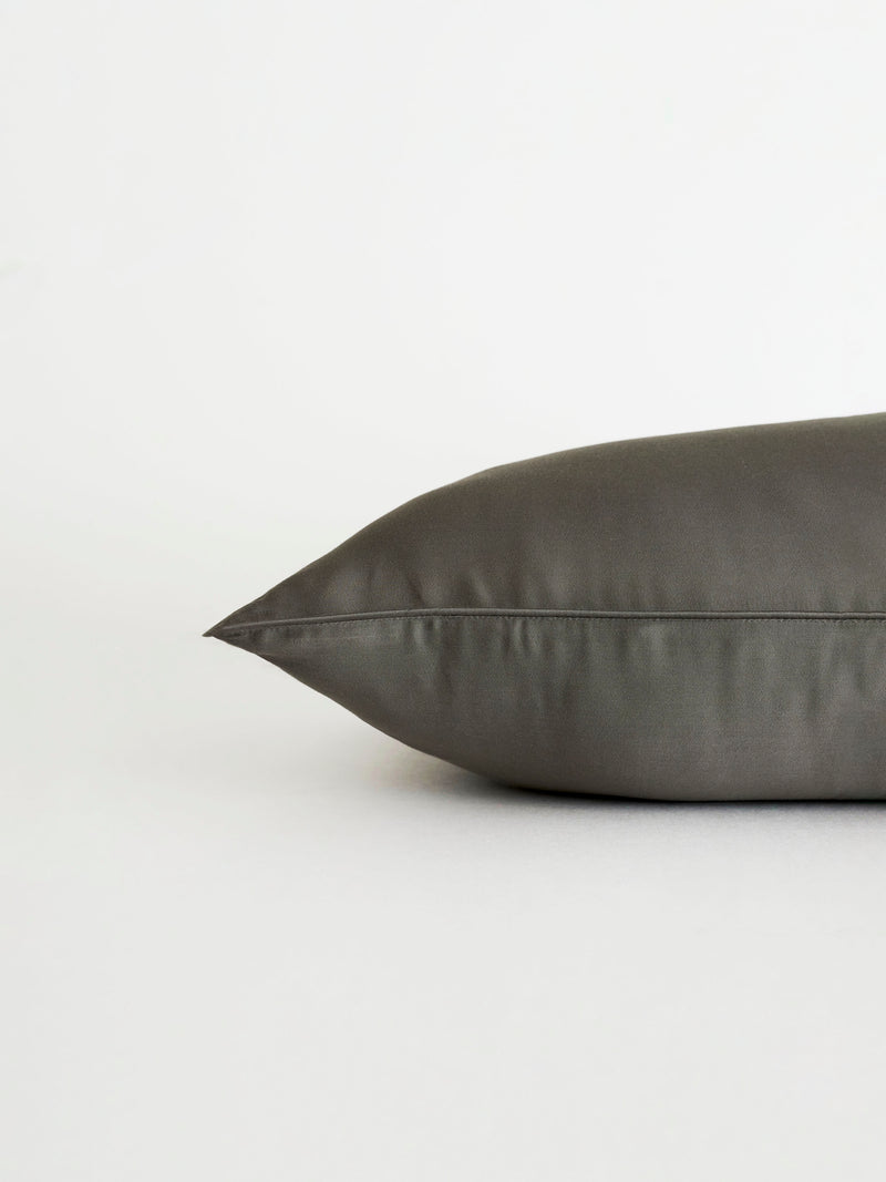 Charcoal travel pillowcase with white background