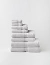 Stack of Cozy Earth Complete Luxe Bath Bundle is light gray on a white background |Color:Light Grey