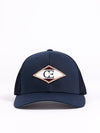 Studio shot of navy diamond mesh trucker hat |Color:Navy