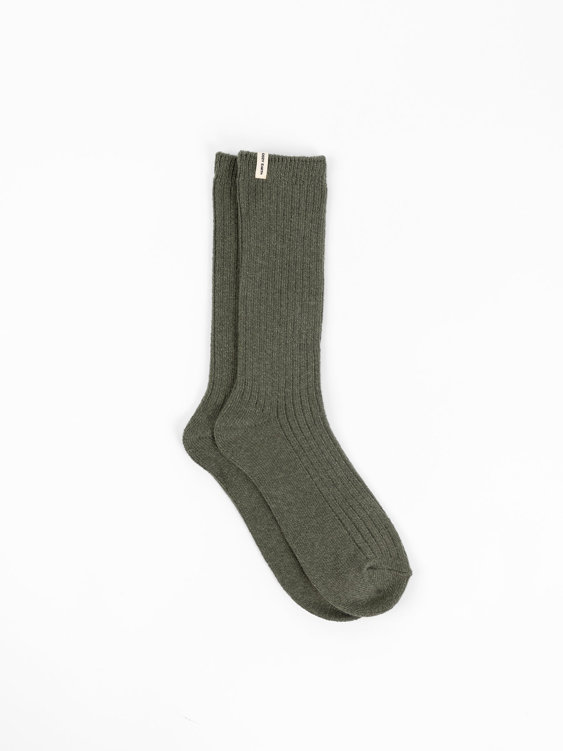 Cozy Earth Plush Lounge Calf Sock 1-Pack in Olive |Color:Olive