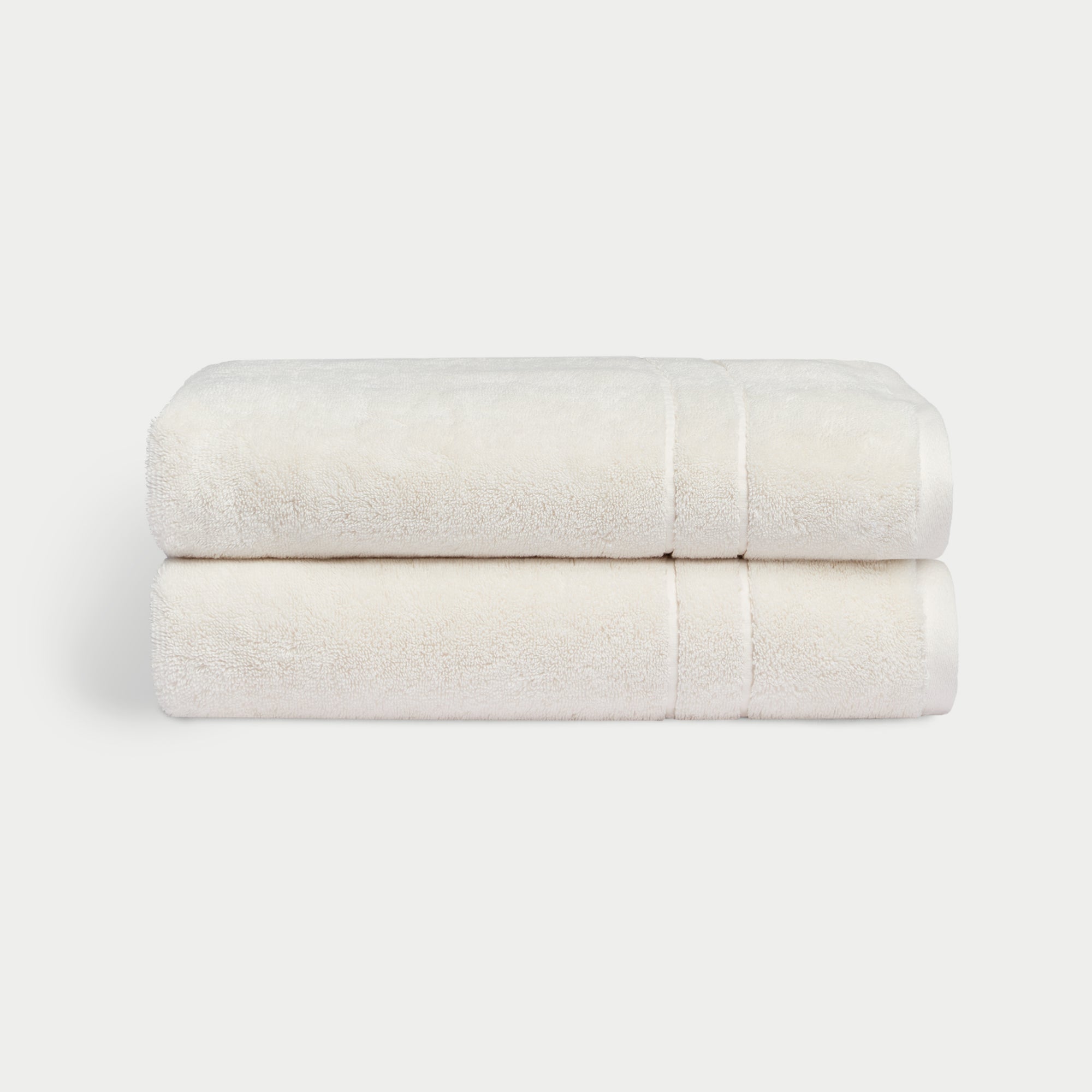 Premium Plush Bath Towels in the color Seashell. Photo of Complete Premium Plush Bath Bundle taken with white background 