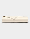 The Cozy Earth Bamboo Flat Sheet, in a light beige color, is neatly folded and displayed against a plain, light gray background.|Color:Creme
