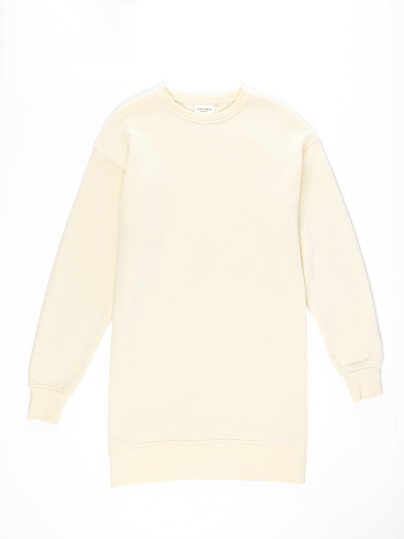 Alabaster CityScape Crewneck Dress with white background