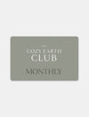 A gray card displaying the text “Rivo Monthly” in white and dark gray capital letters on a plain light background.