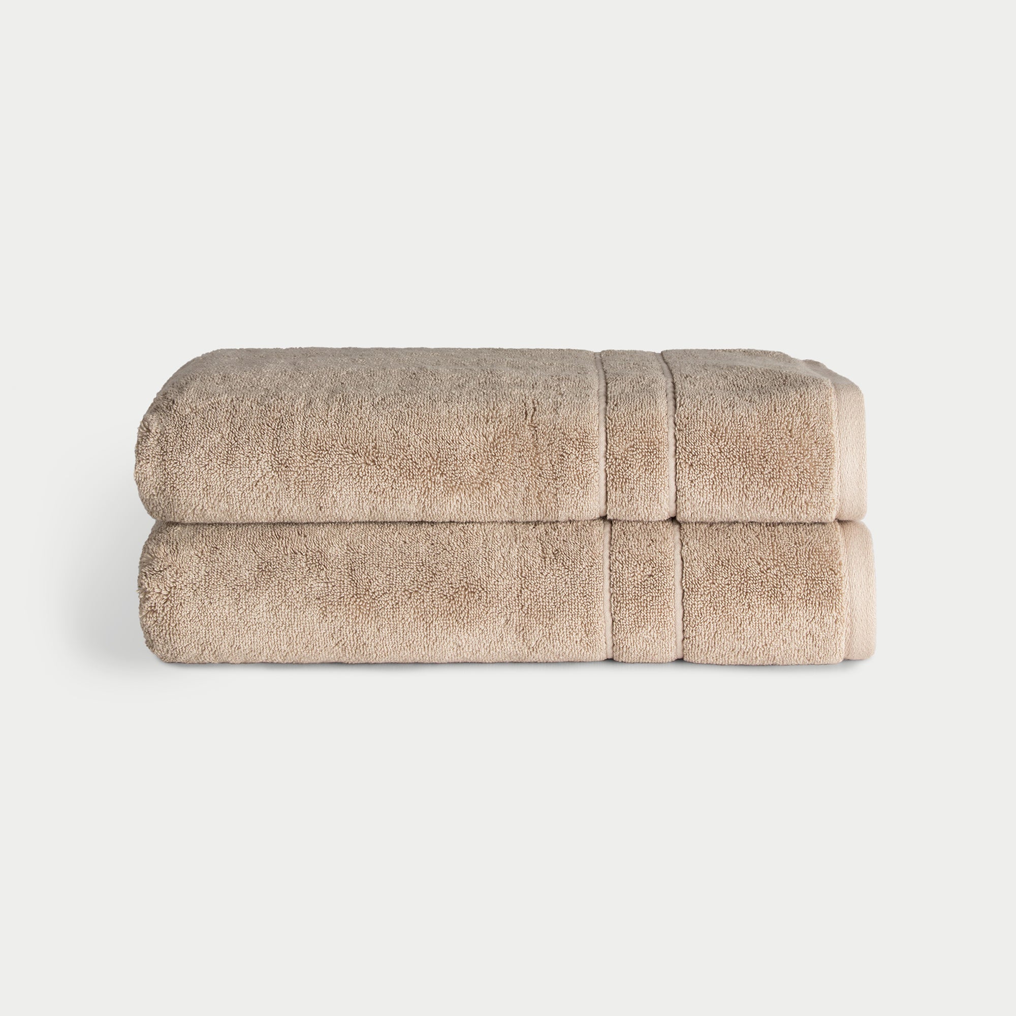 Premium Plush Bath Towels in the color Sand. Photo of Complete Premium Plush Bath Bundle taken with white background 