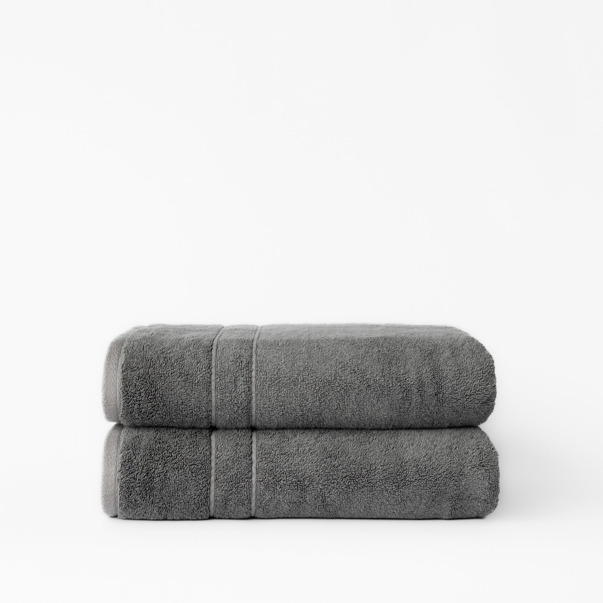 Premium Plush Bath Towels in the color Charcoal. Photo of Complete Premium Plush Bath Bundle taken with white background 